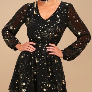 Lulu's Stunning Star and Moon Print Dress- XS
